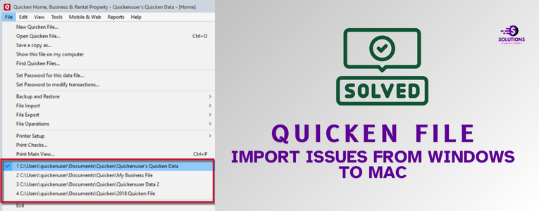 Quicken File Import Issues from Windows to Mac