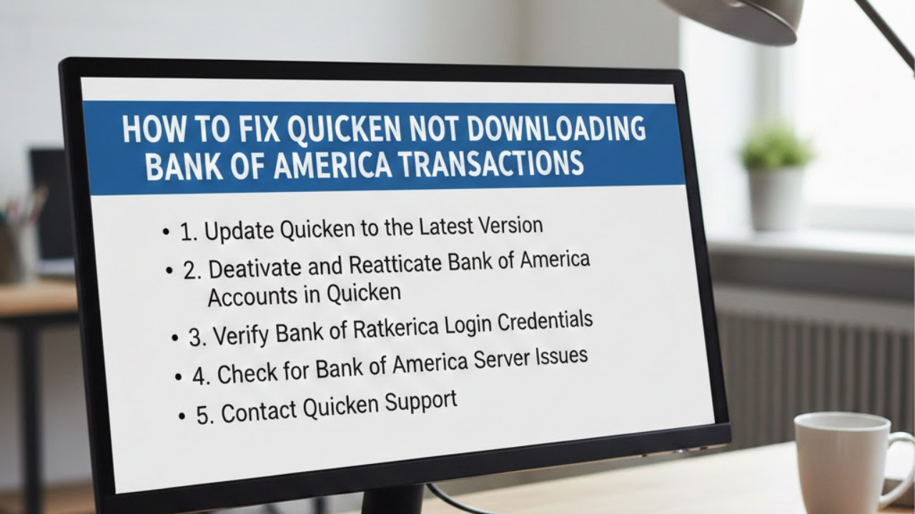 How to Fix Quicken Not Downloading Bank of America Transactions